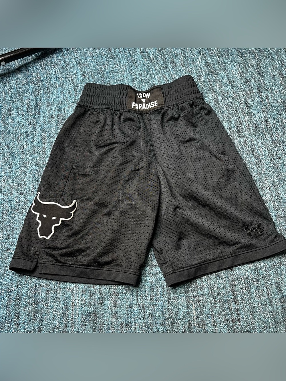 Under Armour Project Rock Youth Boy's Rumble Shorts in Black Size Youth Medium